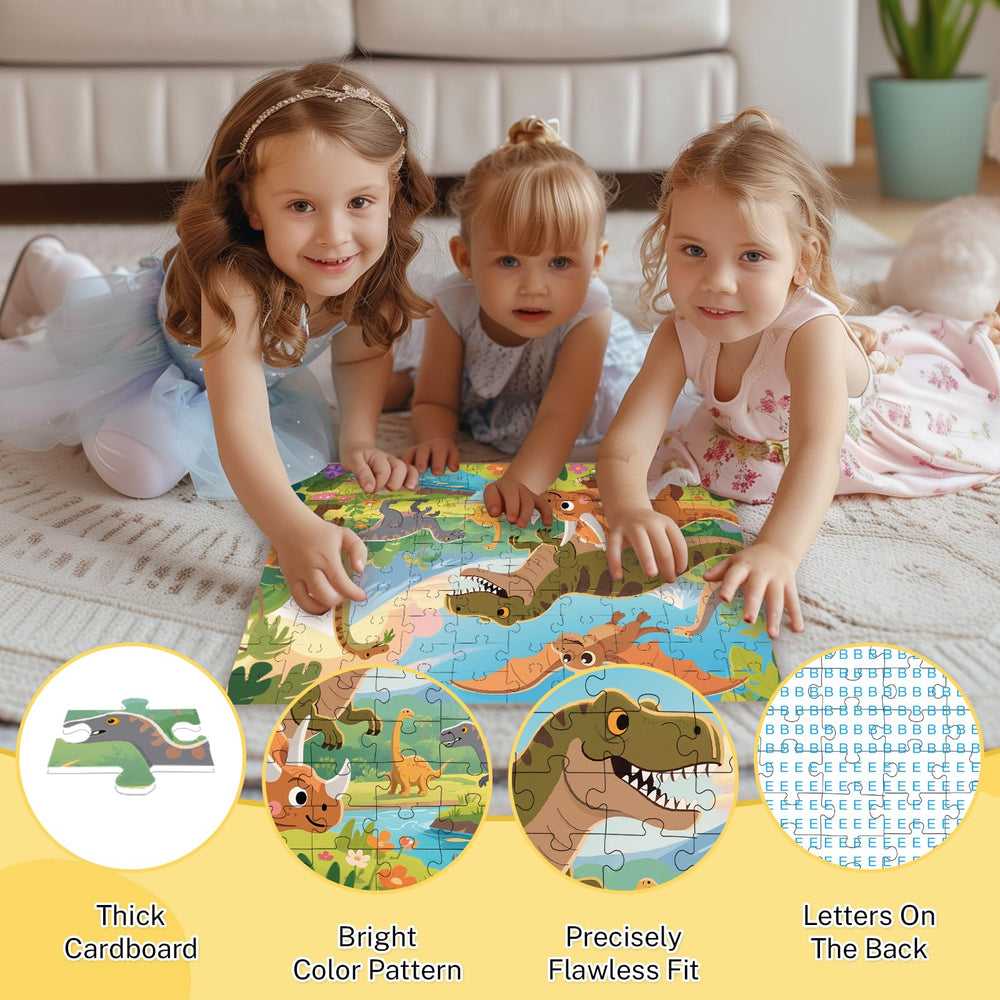 Jomzuci dinosaurs puzzle box offering age-appropriate challenge for problem-solving.