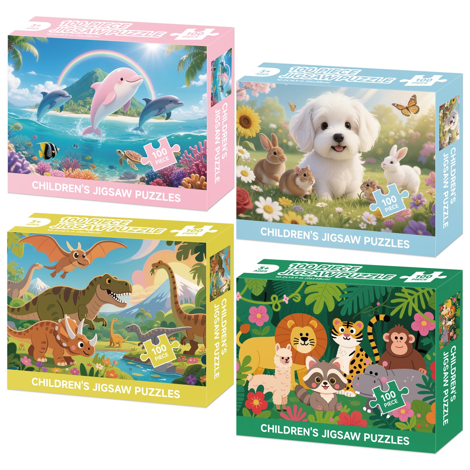 Jomzuci dogs puzzle box shown, ideal for playful learning and hand-eye coordination.