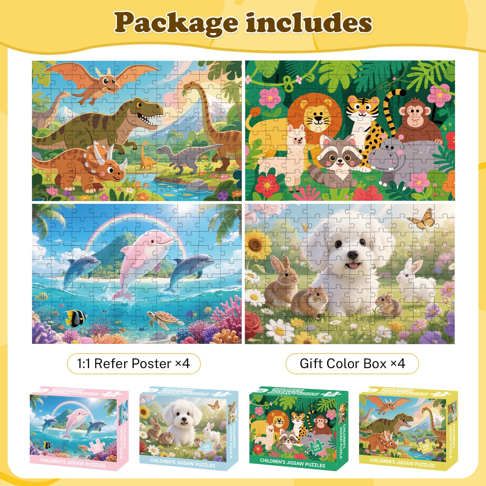 Jomzuci dolphins puzzle box with bright colors to spark imagination during playtime.