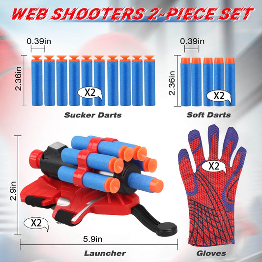 JONEG Web Shooters with gloves and darts—durable, kid-friendly design for safe pretend play.