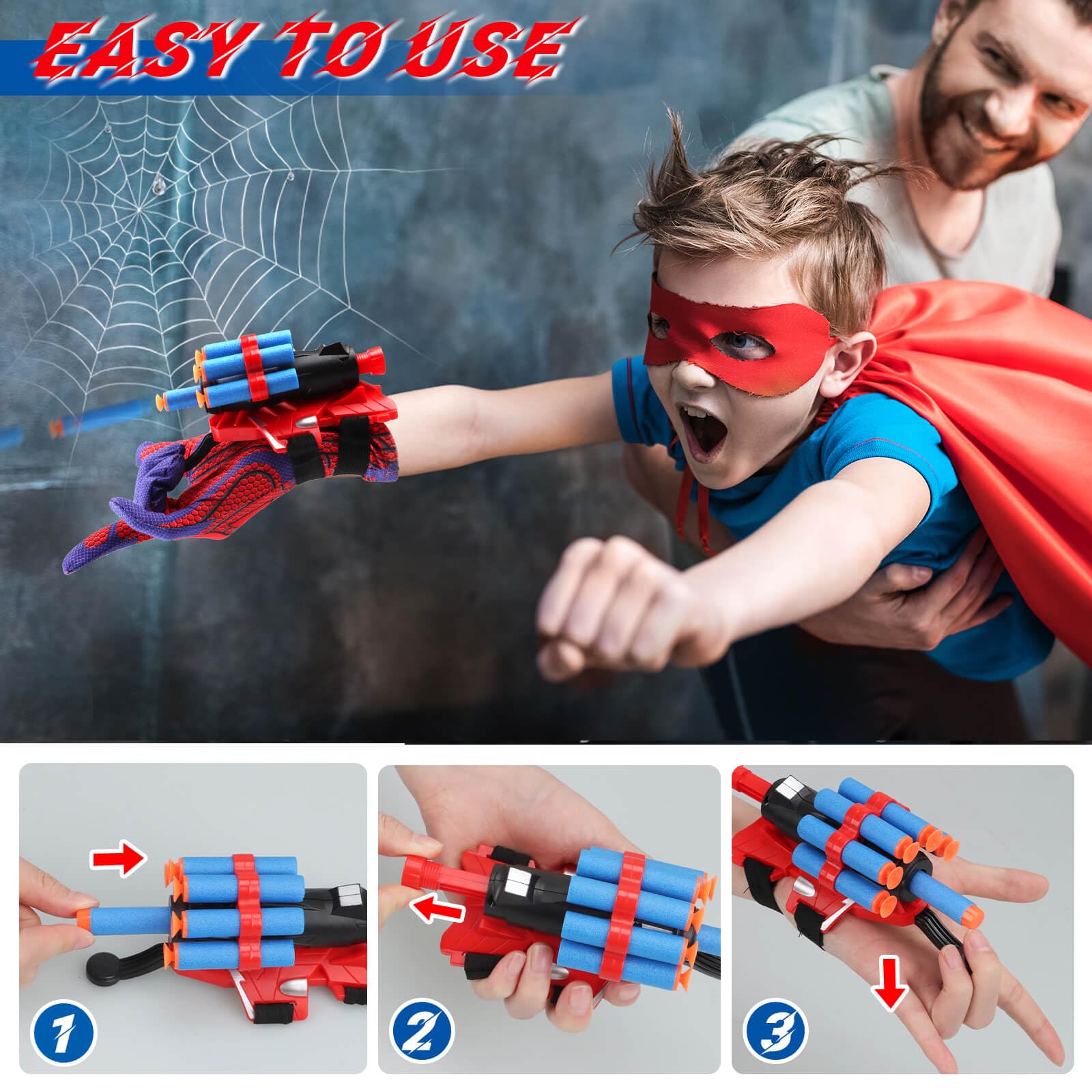 Sucker darts included for safe launch play and easy target practice.