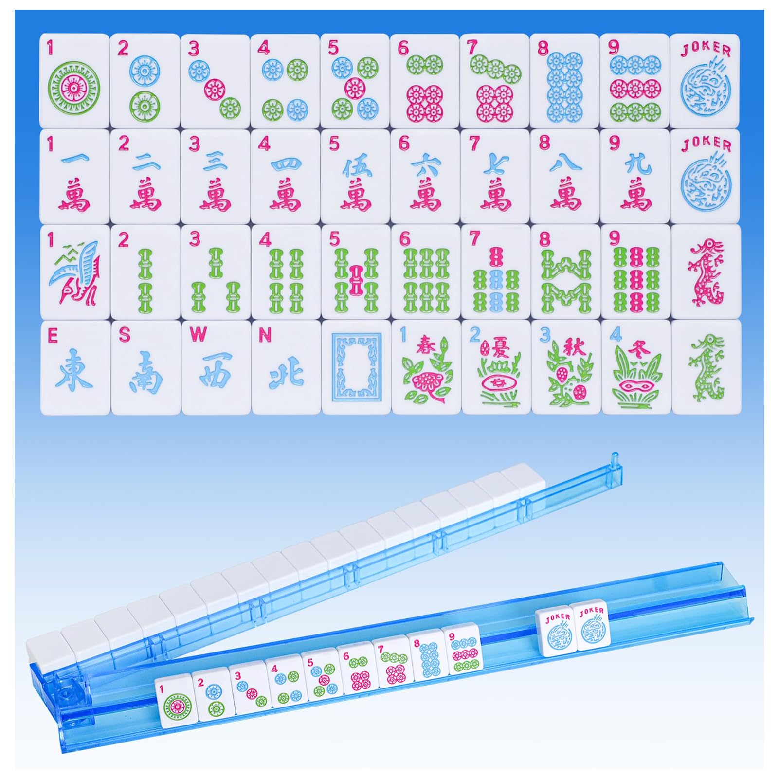 Jongyance American Mahjong tiles 1.2-inch tall with clear engravings for easy handling.