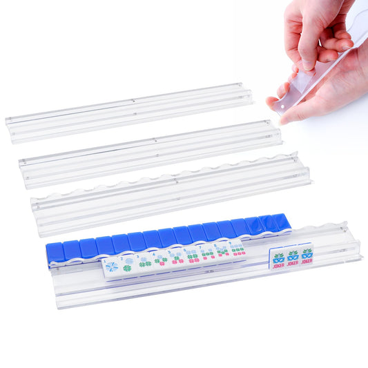 Jongyance clear acrylic mahjong racks for a neat, organized game setup.