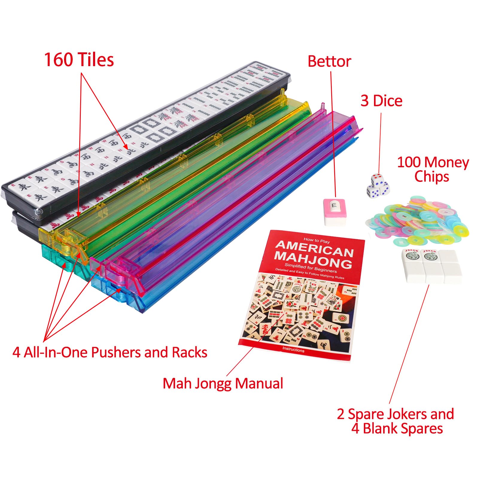 Jongyance racks-pushers 4-in-1, organized tile placement and quick storage.