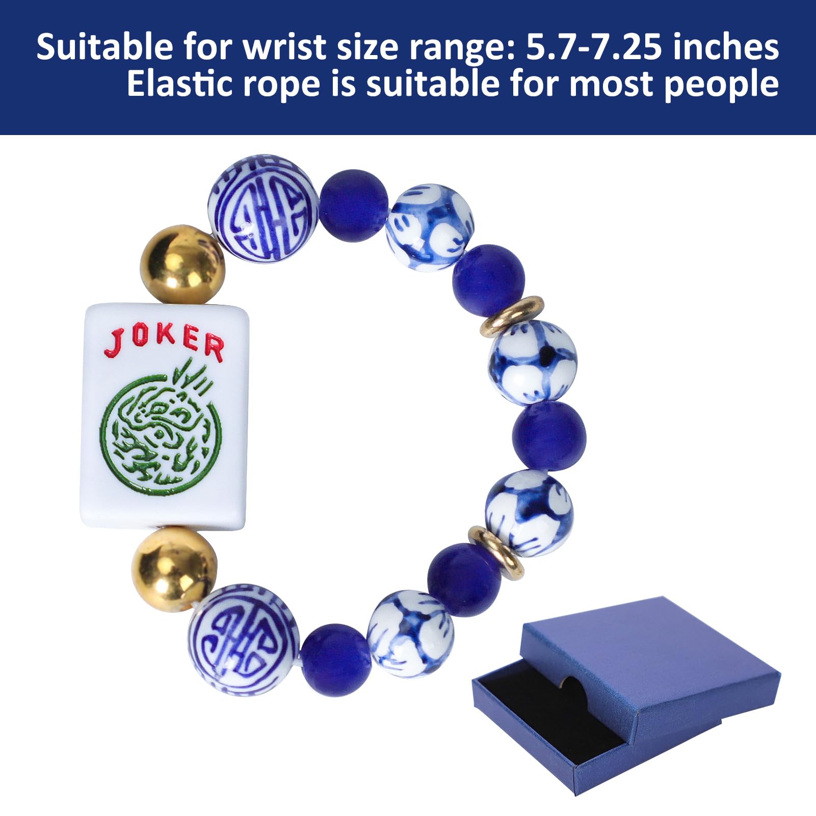 Jongyance Mahjong tile charm in blue with durable engraving and vibrant colors.