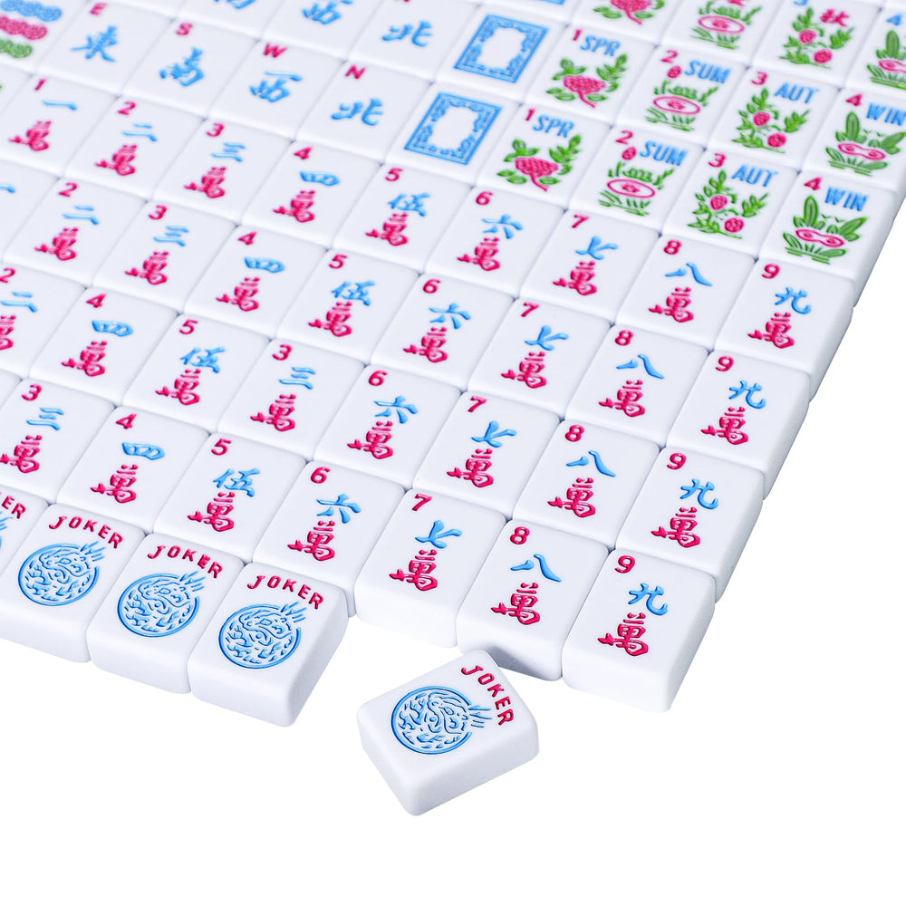 Jongyance 166-tile set includes dots, bams, cracks, dragons, winds, jokers, and blanks.