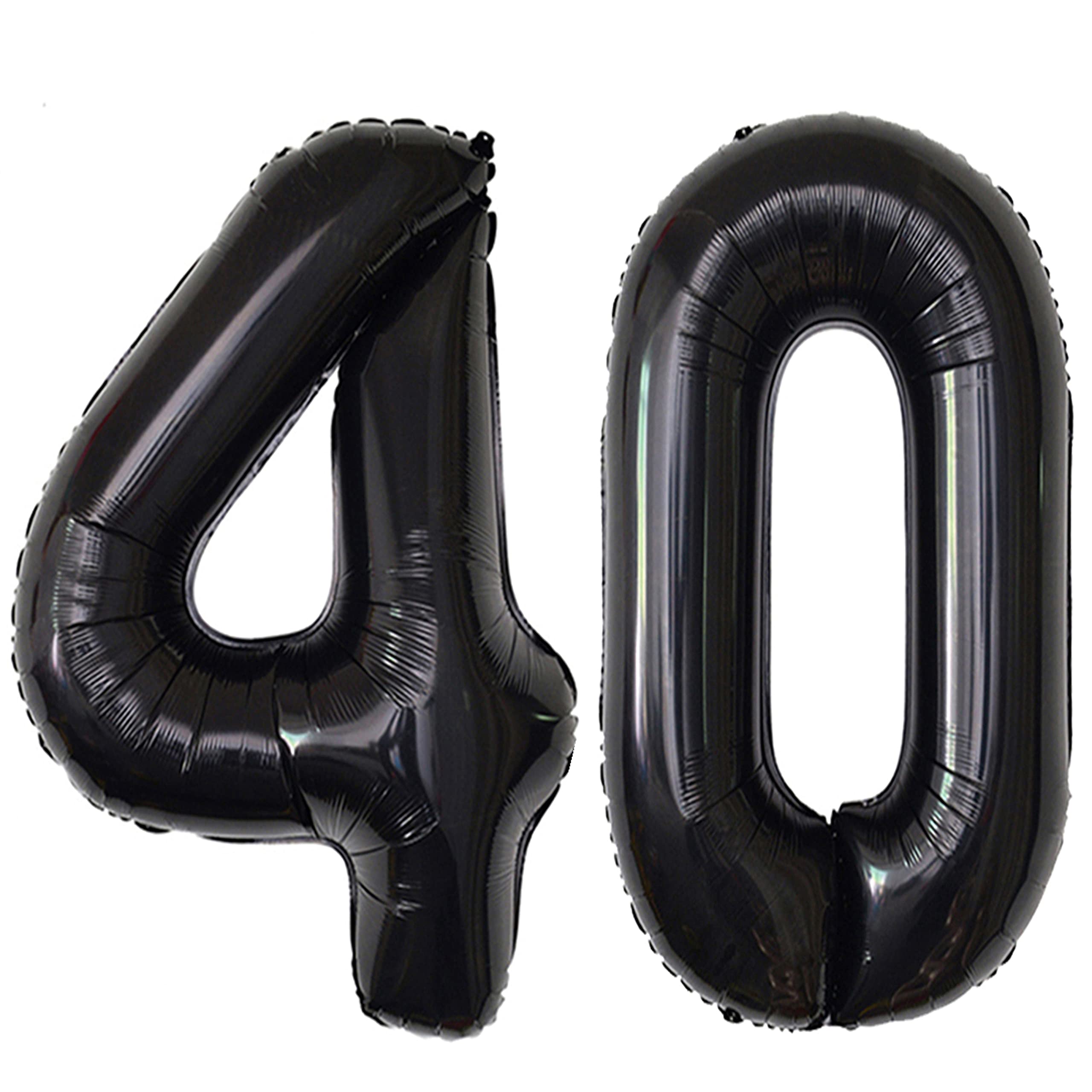 Jonhamwelbor black 40th number balloon foil, giant 42-inch decoration for birthdays.