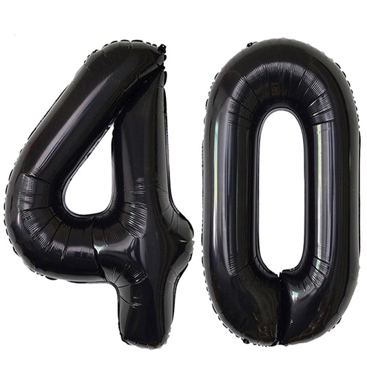 Jonhamwelbor black 40th number balloon foil, giant 42-inch decoration for birthdays.