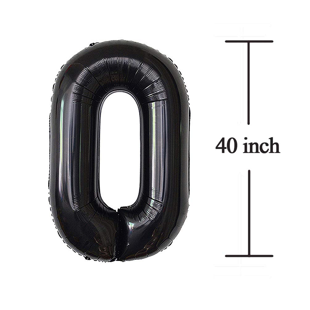 Jonhamwelbor black No0 number balloon - foil accent for milestones and photos.