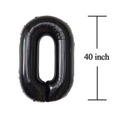 Jonhamwelbor black No0 number balloon - foil accent for milestones and photos.