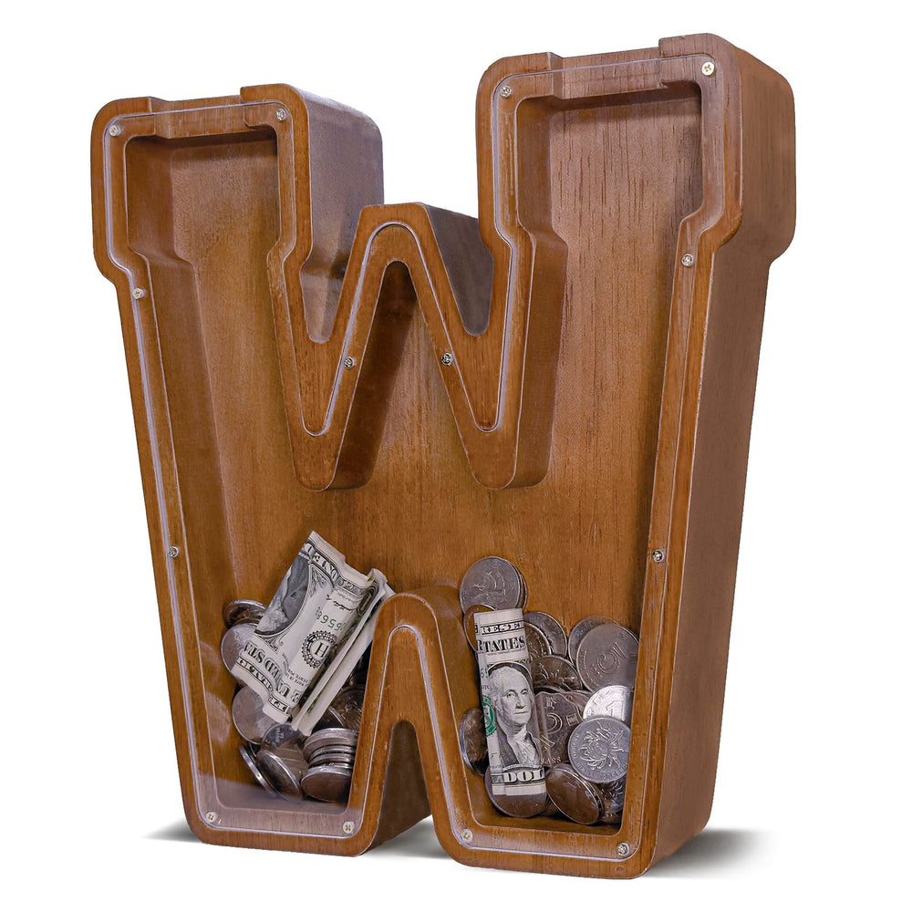 JOOMLAFLY initial letter piggy bank for kids encourages savings.