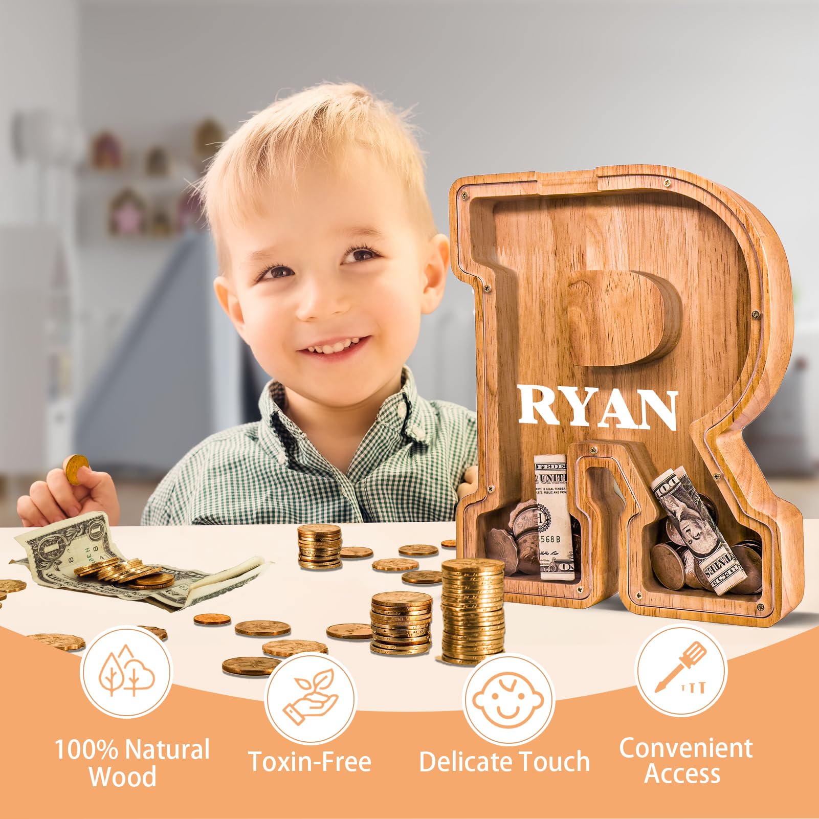 JOOMLAFLY initial piggy bank detail highlights personalized touch for family gifts