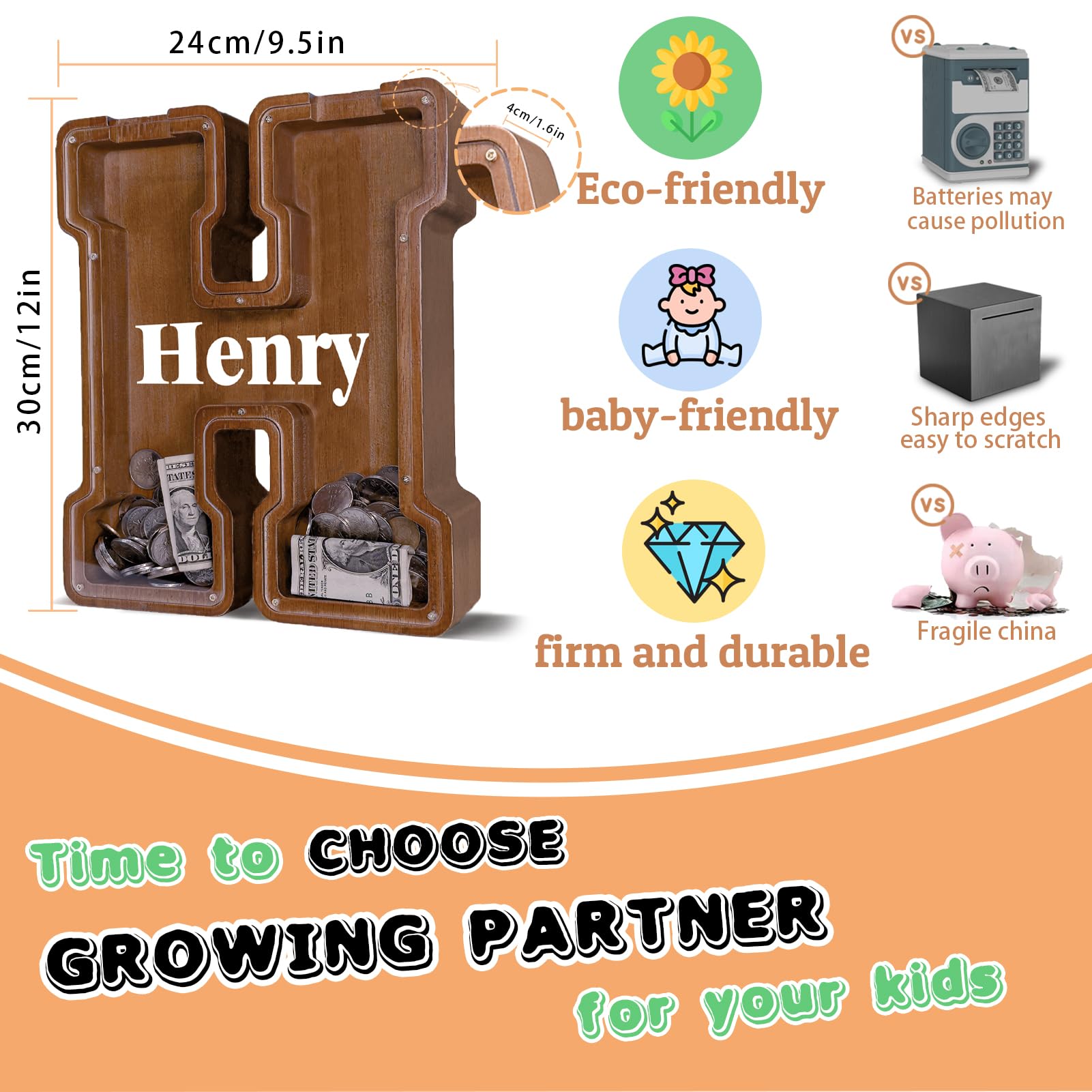 Smooth rounded corners and sturdy wood construction for long-lasting use.
