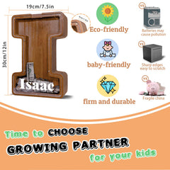 Eco friendly wood finished with mineral oil and beeswax on JOOMLAFLY piggy bank.