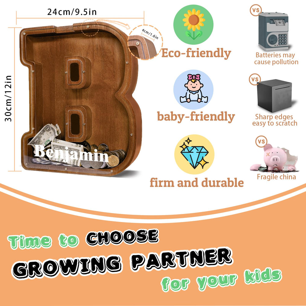 JOOMLAFLY 12-inch tall letter bank with wide base for stability