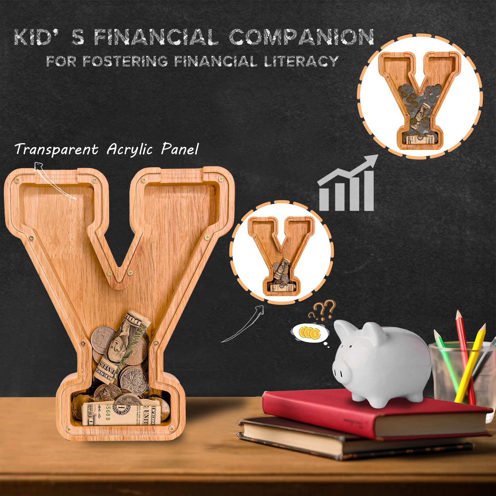 JOOMLAFLY transparent acrylic panel lets kids watch savings grow