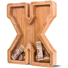 JOOMLAFLY wooden letter bank front view highlighting durable craftsmanship and safe materials