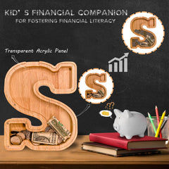 JOOMLAFLY wooden bank with acrylic panel for easy savings tracking
