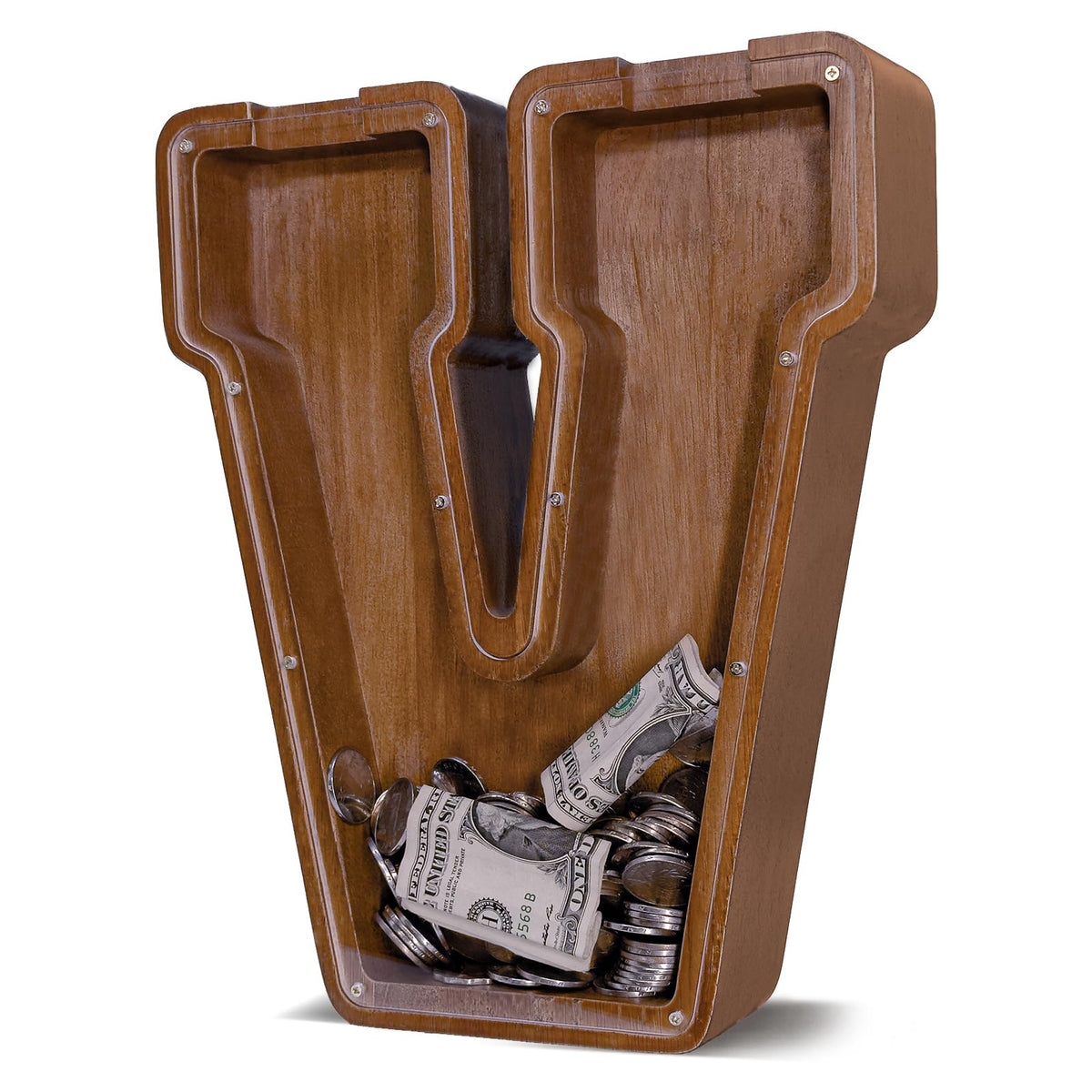 JOOMLAFLY wooden letter piggy bank initial, large and customizable for kids’ savings goals