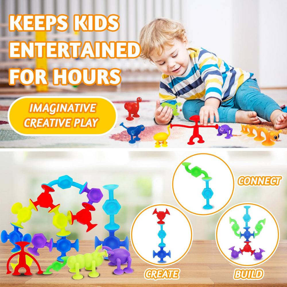 Joosharkidz multi-surface toys stick to windows and walls during play.