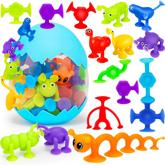 Joosharkidz suction cup bath toys set sticks to tub for imaginative water play.