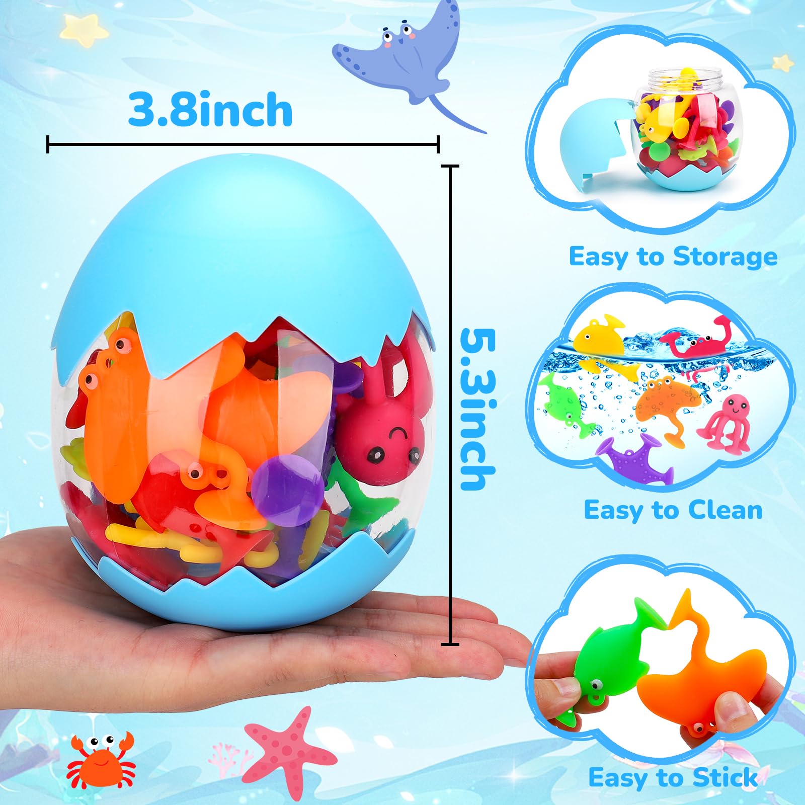 Joosharkidz swordfish suction bath toy strong window grip for travel