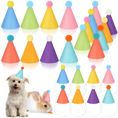 Joottuan mini party hats multicolor pack for stuffed animals, soft felt materials and adjustable straps.