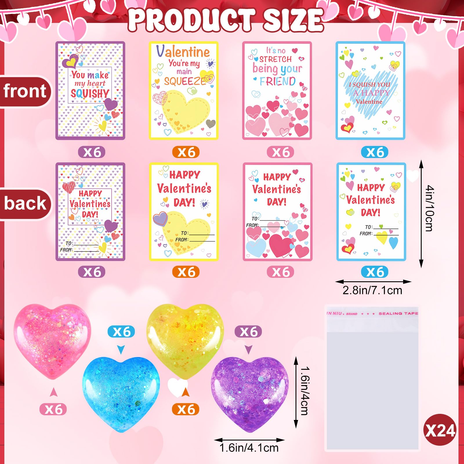 Joottuan valentines greeting card with heart ball for classroom exchanges.