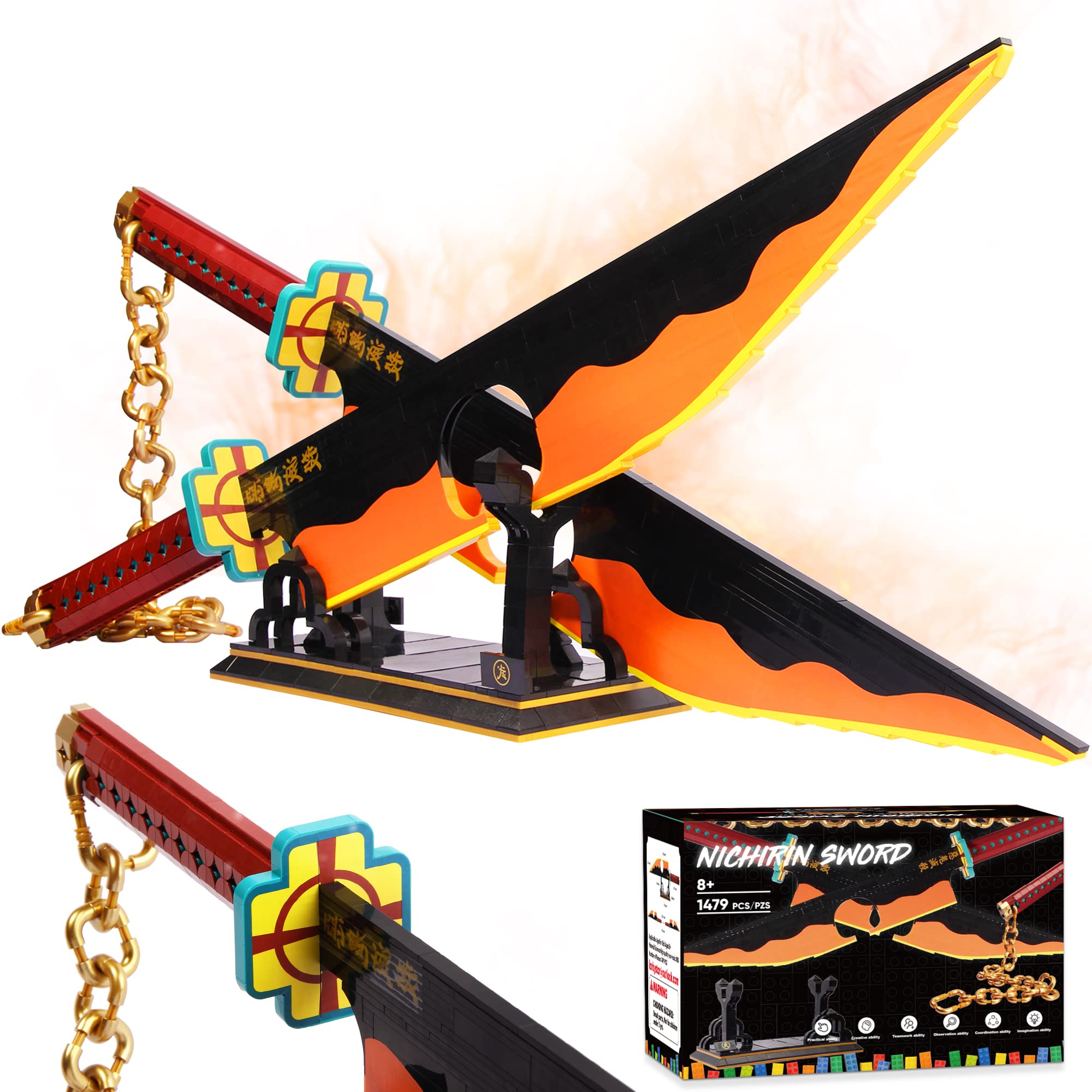 Jorumo sword-building set with 82-inch double-blade Uzui sword for cosplay.