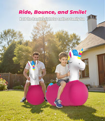 Indoor outdoor bouncer shown in home yard for versatile play