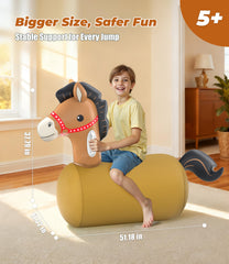Inflatable horse with ergonomic saddle and handles for secure bouncing by JOSEN.
