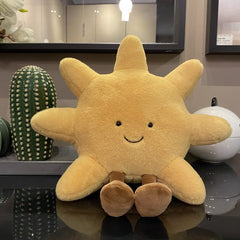Joson sun-shaped plush toy on a shelf adds warm home decor