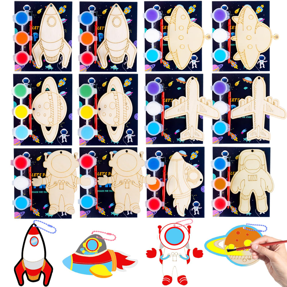 JOTIKO space keychain rocket design for kids to paint and display on backpacks