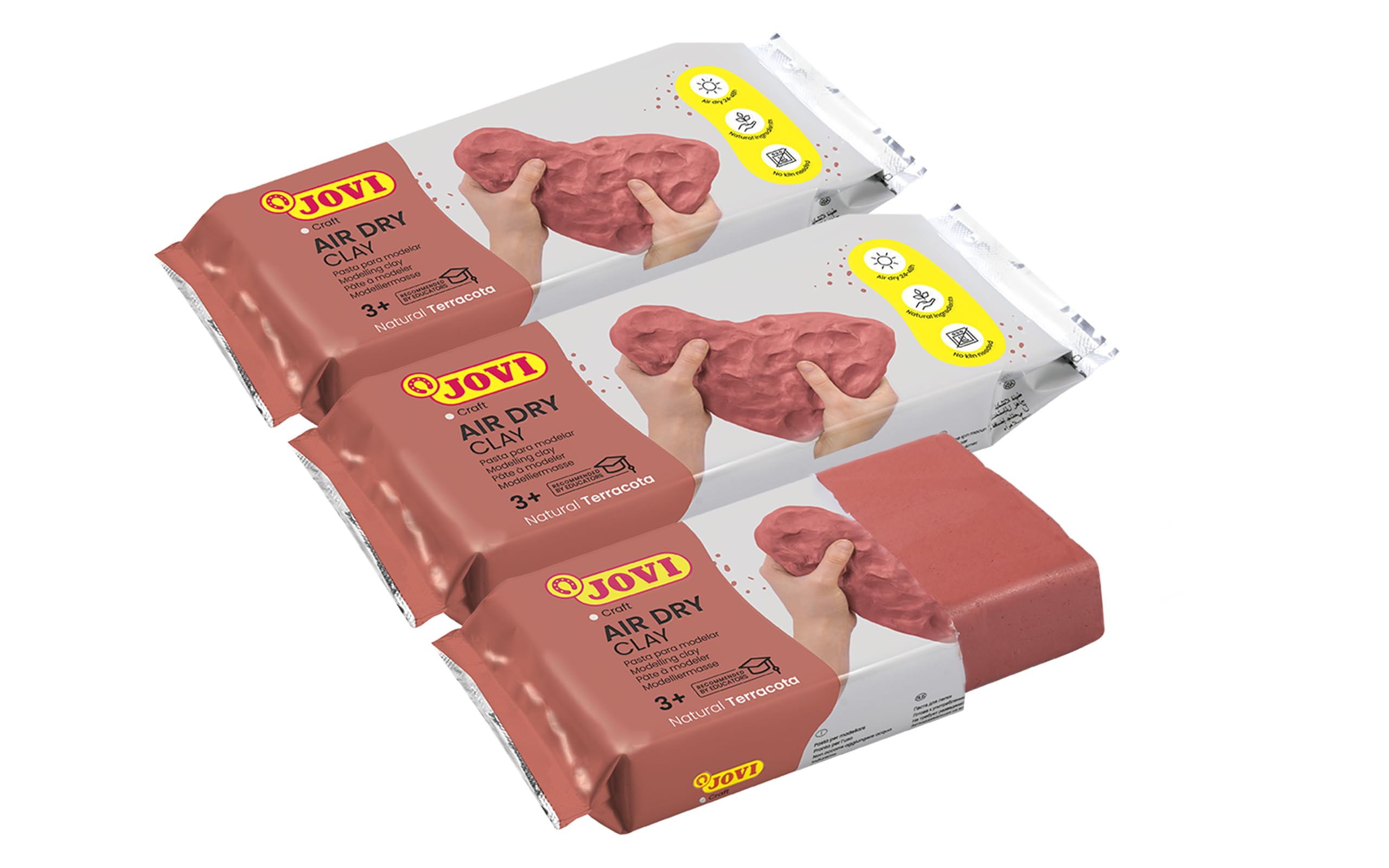 Hands shaping Jovi air dry clay demonstrates easy molding for kids and adults.