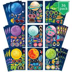 Jovial and Joyful planets stickers set for kids' space party decor and creative play.
