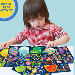 Jovial and Joyful space rocket stickers highlighting energetic space themes for kids' crafts.