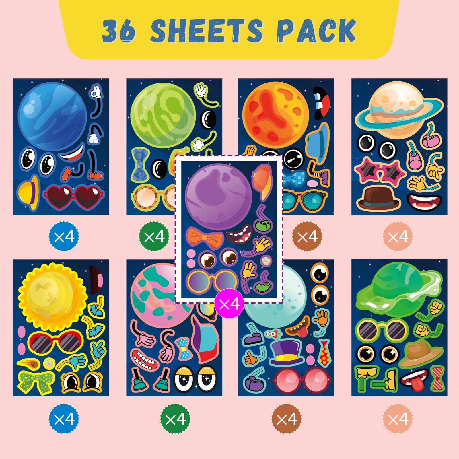 Jovial and Joyful waterproof space stickers for durable decorations on bottles and crafts.