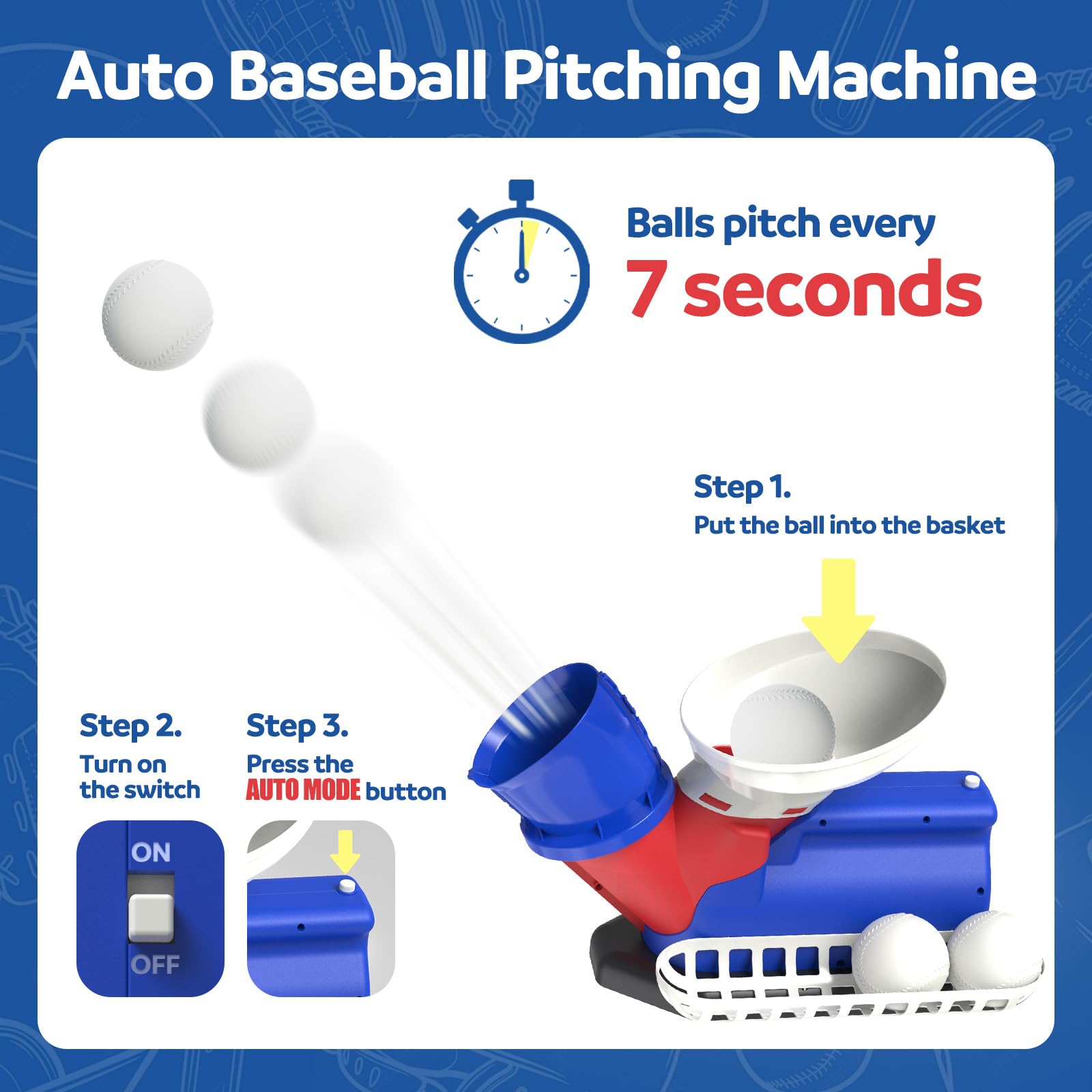 Jovizo pitching machine with ball storage basket simplifies setup and clean-up
