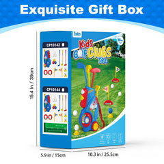 Jovizo blue toddler golf set is bright and inviting.