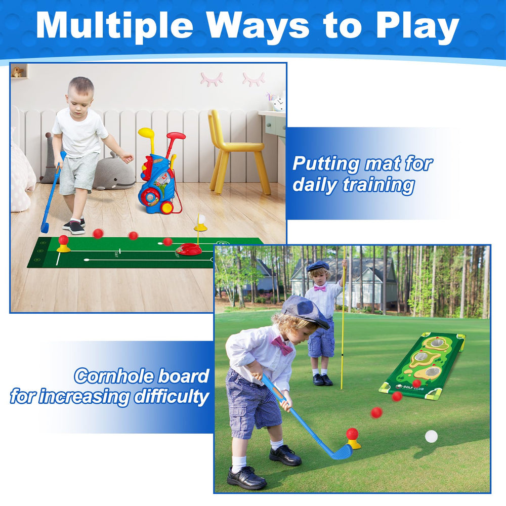 Jovizo left-handed golf clubs blue, inclusive set for young learners.