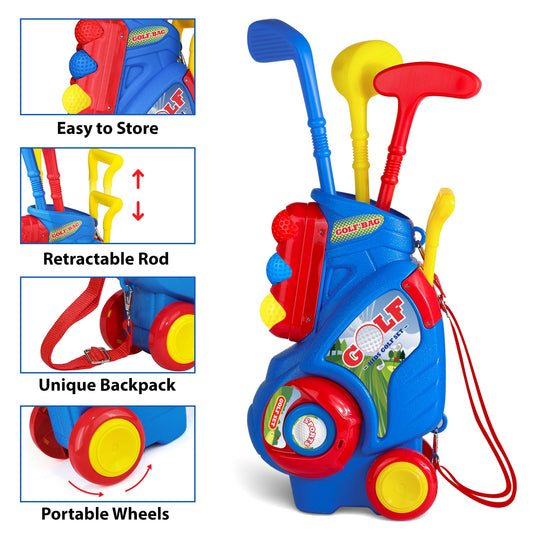 Jovizo putting mat blue, helps kids practice aiming in relaxing indoor space.