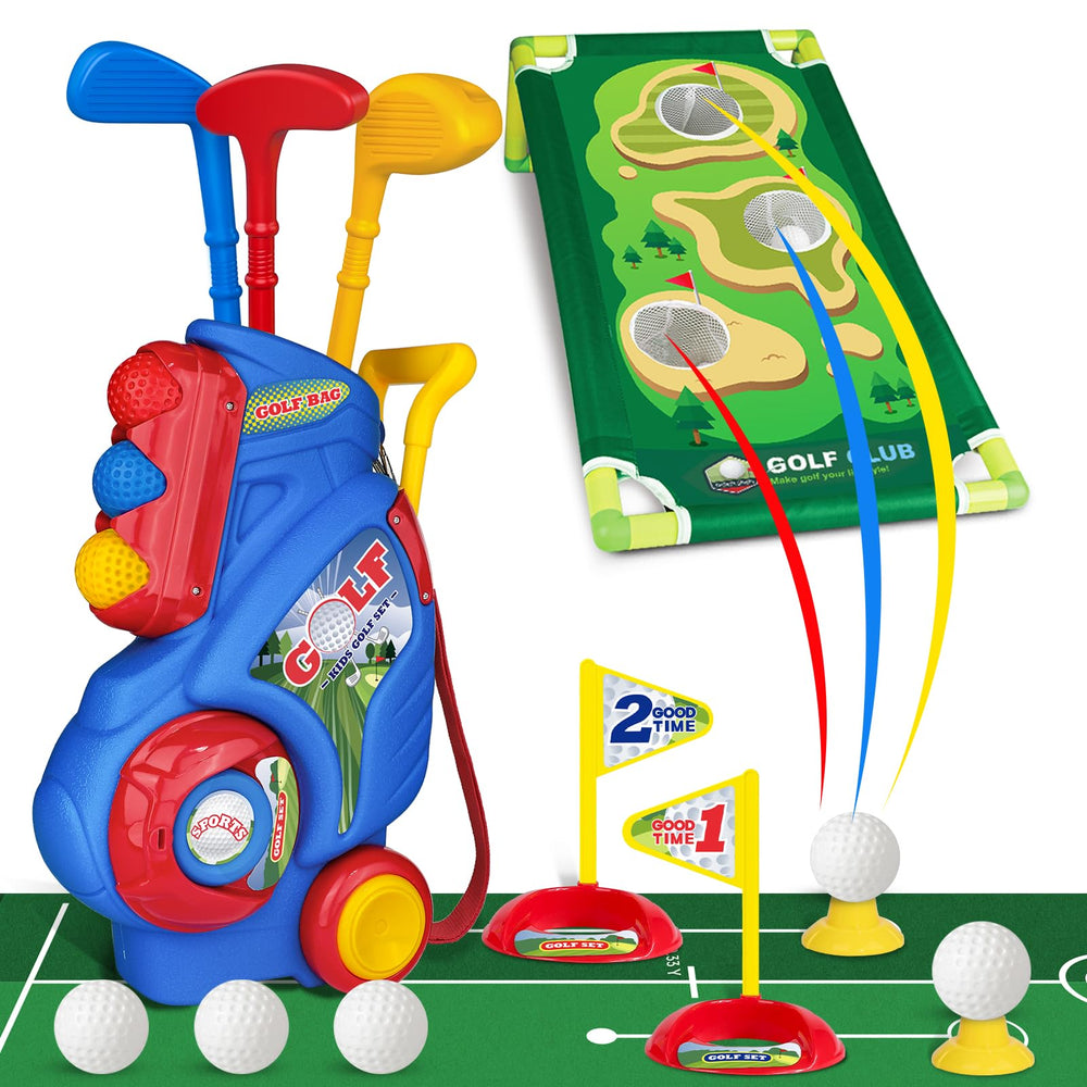 Jovizo toddler golf cart blue, portable design keeps toys organized during playtime.