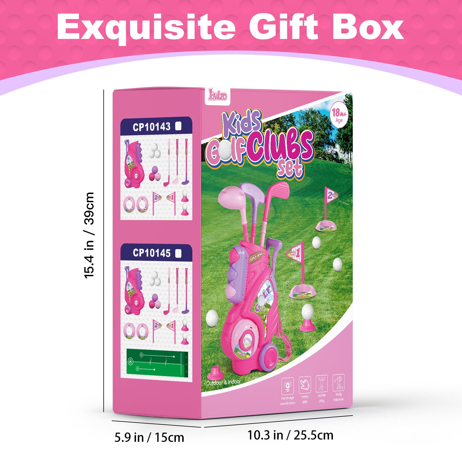 Jovizo gift-ready toddler golf set for birthdays.