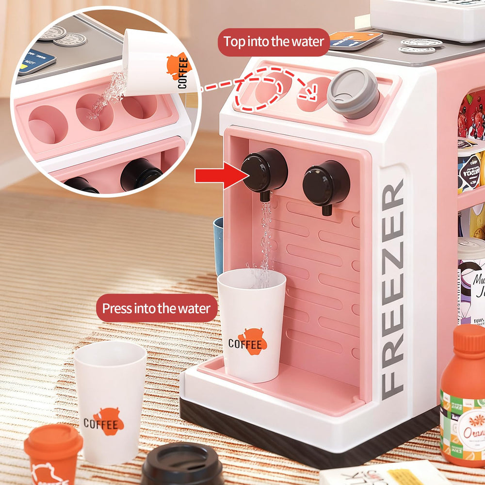 Jovow water outlet function close-up showing real-life coffee shop play.
