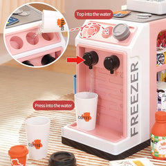 Jovow water outlet function close-up showing real-life coffee shop play.