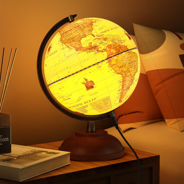 JOWHOL illuminated world globe 8inch for night study and display.