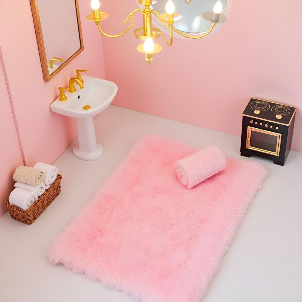 Jowxsx pink dollhouse carpet lightweight design for easy placement.