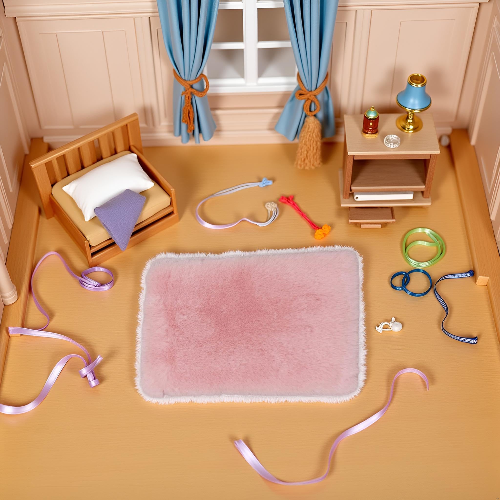 Jowxsx pink dollhouse carpet soft surface adds decorative accent.