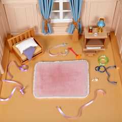 Jowxsx pink dollhouse carpet soft surface adds decorative accent.