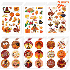 Joy Bang Thanksgiving stickers kit for kids—24 sheets, 300 colorful designs for classroom crafts.